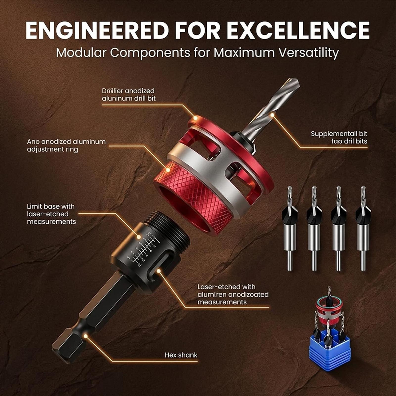 Ayarlanabilir Derinlik Durduru - Woodworking Drill Bits incelemesi ve fiyatı